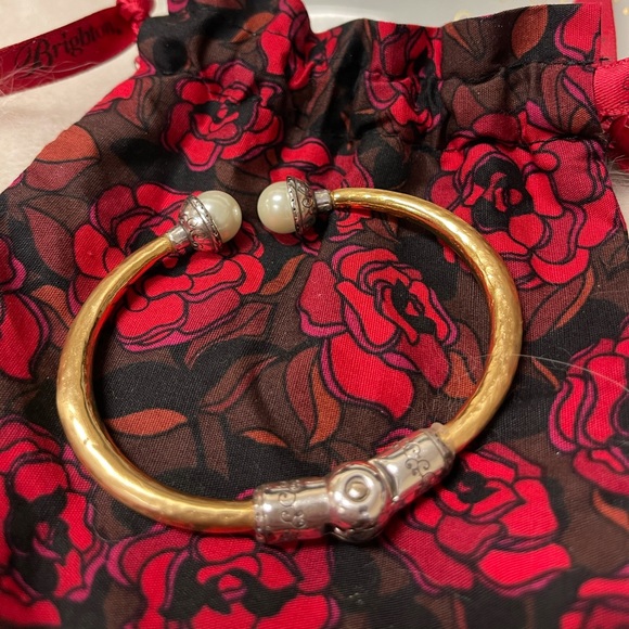 Brighton Jewelry - Brighton | Retired Calla Lilly Gold & Pearl Bangle